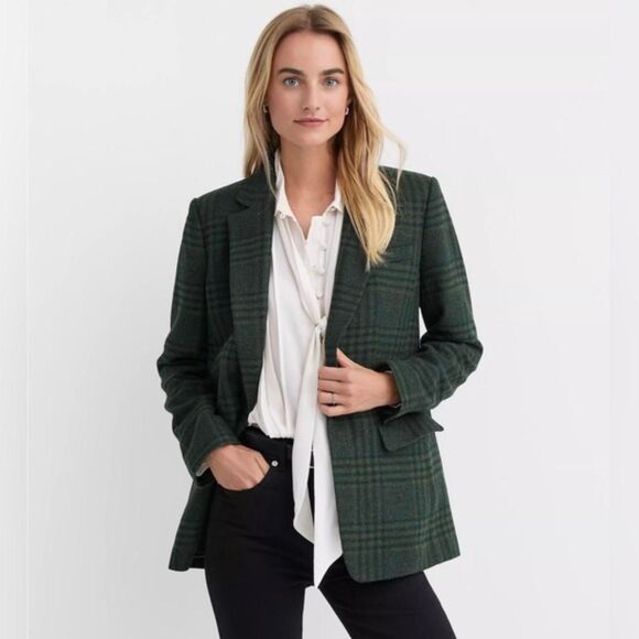 Loft Women's Green Houndstooth Blazer - Picture 7 of 8